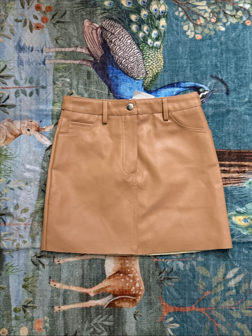 Forever 21 Tan Faux Leather Mini Skirt